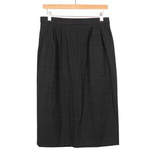 Megan Moore VTG Midi Pencil Skirt 12 Black Pleated Slit Classic Secretary Career